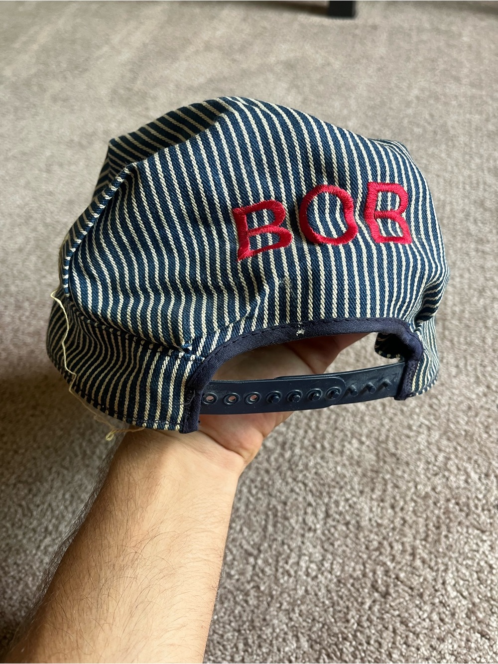 VTG 70’s Hickory Striped Train Conductor Cap - Picture 4 of 6
